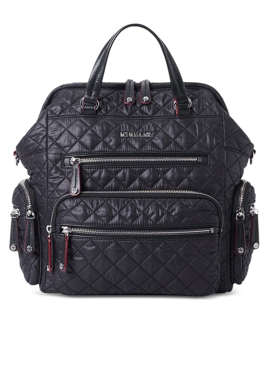 MZ Wallace Black Quilted Metro Backpack Tote with Red Trim Accents- NWT main image 9